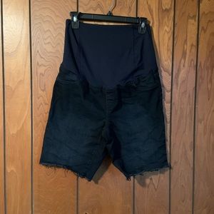 Isabel maternity black denim shorts